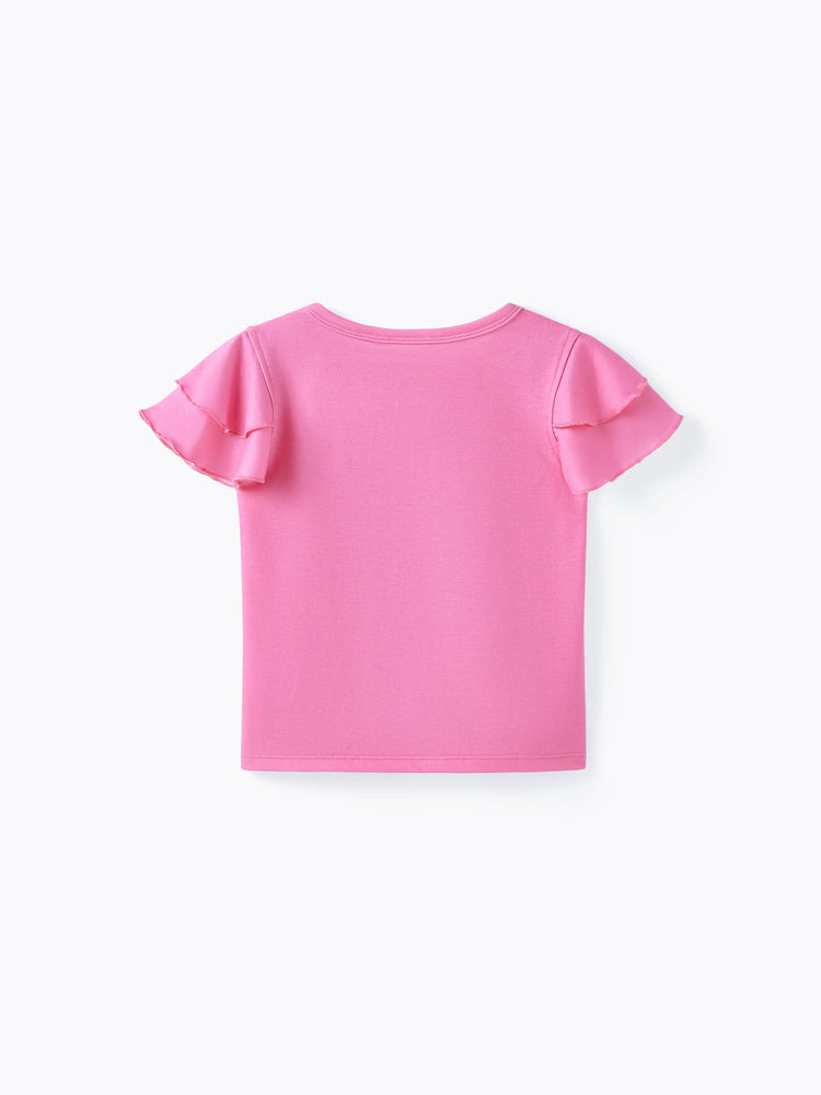 Disney Princess Toddler Girl Naia? Rapunzel Print Ruffled Tee Roseo