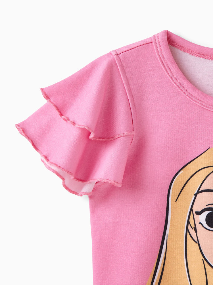 Disney Princess Toddler Girl Naia? Rapunzel Print Ruffled Tee Roseo