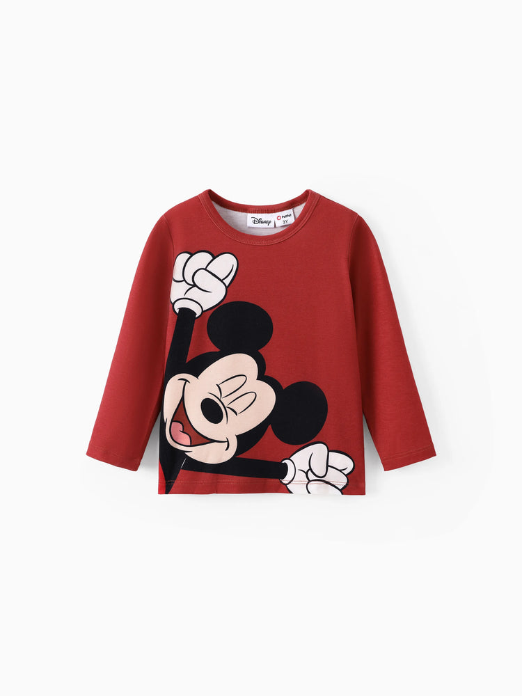 Disney Mickey and Friends Toddler/ Kid Boy Mickey Naia? Print Long-sleeve Tee Orange red