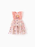 PAW Patrol Toddler Girl Skye Ruffled Polka dots Layered Mesh SpliceDress Pink