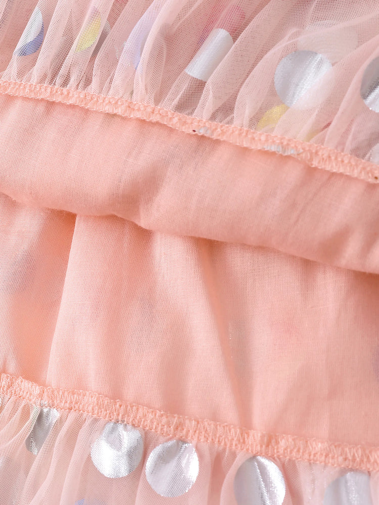 PAW Patrol Toddler Girl Skye Ruffled Polka dots Layered Mesh SpliceDress Pink