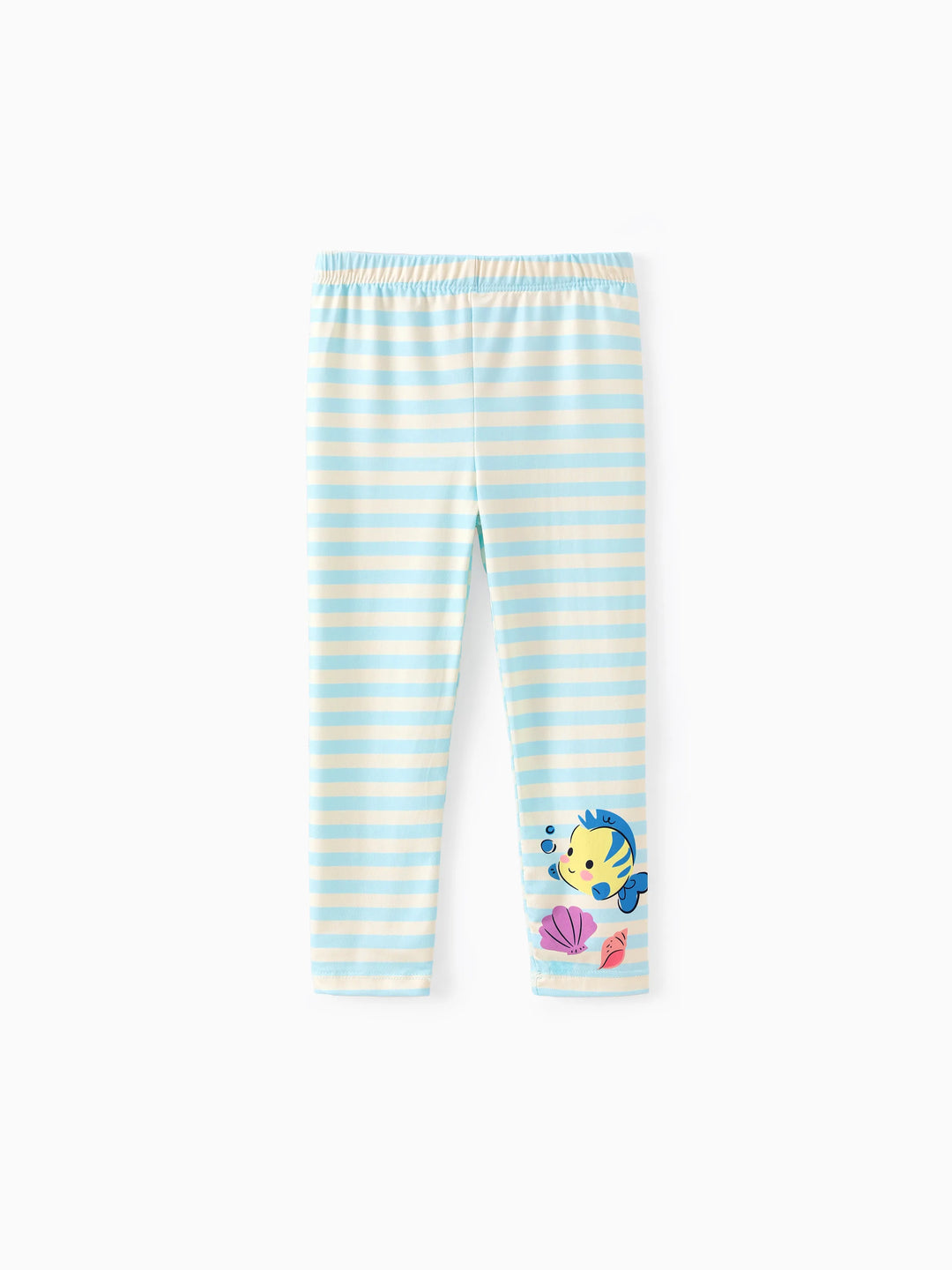Ensemble 2 pièces Disney Princess pour petite fille, t-shirt à basque imprimé Ariel et pantalon à rayures, bleu menthe