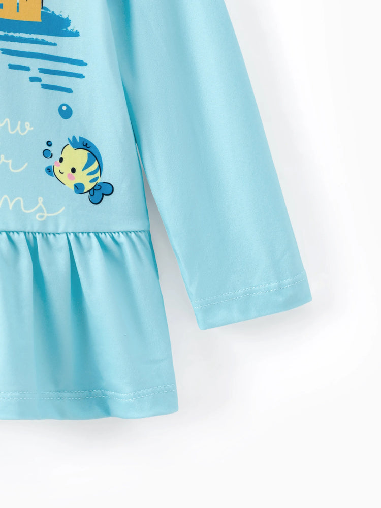 Disney Princess Toddler Girl 2pcs Ariel Print Peplum Tee and Stripe Pants Set Mintblue