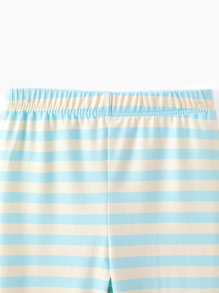 Disney Princess Toddler Girl 2pcs Ariel Print Peplum Tee and Stripe Pants Set Mintblue