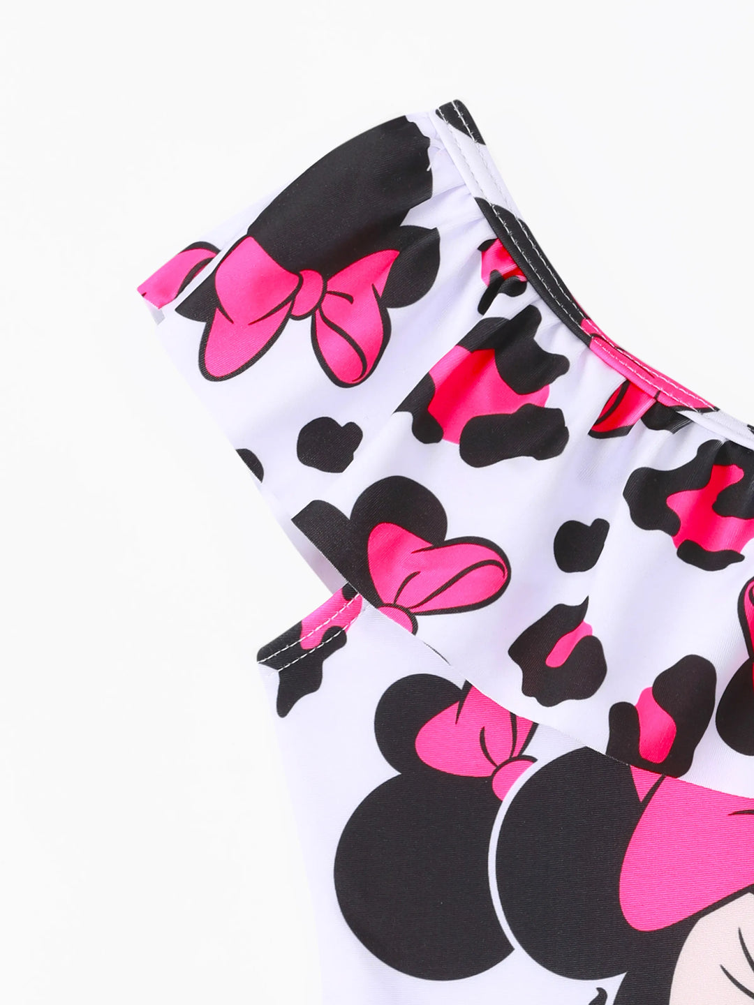 Disney Mickey and Friends Toddler Girl Minnie Leopard print off-shoulder ruffle swimsuit Roseo