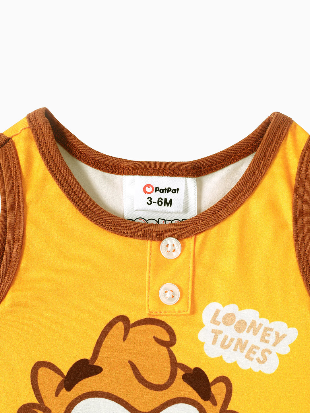 Mono sin mangas con estampado de rayas y personajes de Looney Tunes para bebé niño, color marrón