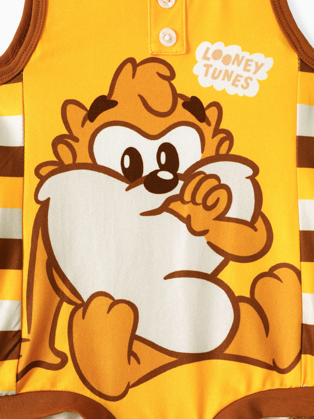 Mono sin mangas con estampado de rayas y personajes de Looney Tunes para bebé niño, color marrón