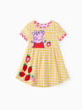 Peppa Pig Toddler Girl Summer Fruit/Grid/Stripe Pattern Dress Yellow