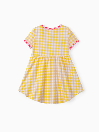 Peppa Pig Toddler Girl Summer Fruit/Grid/Stripe Pattern Dress Yellow