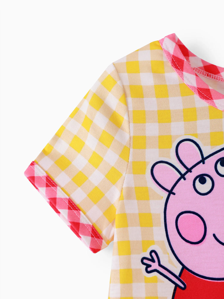 Peppa Pig Toddler Girl Summer Fruit/Grid/Stripe Pattern Dress Yellow