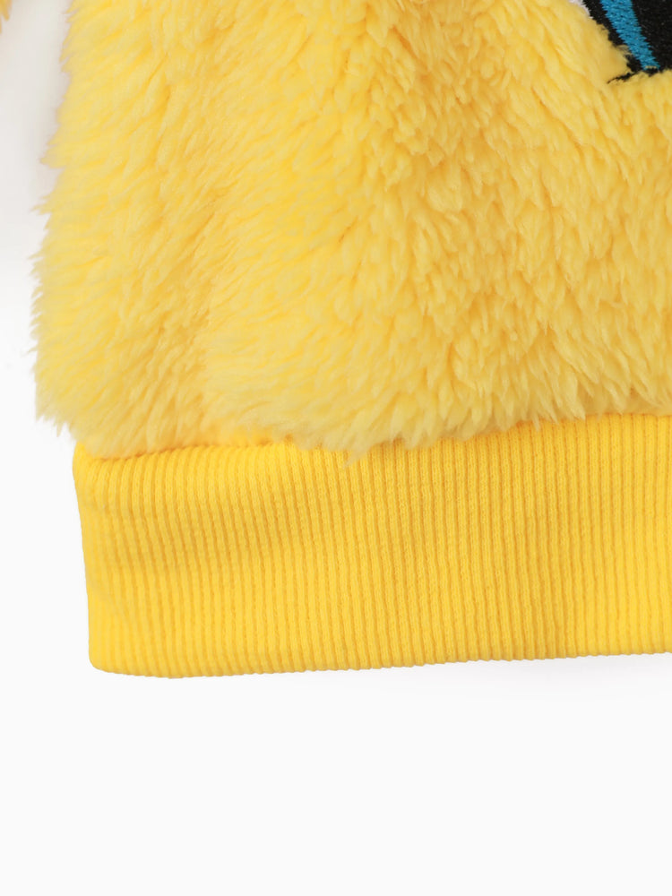 Pull polaire à manches longues brodé motif animal de dessin animé Looney Tunes pour bébé fille, jaune