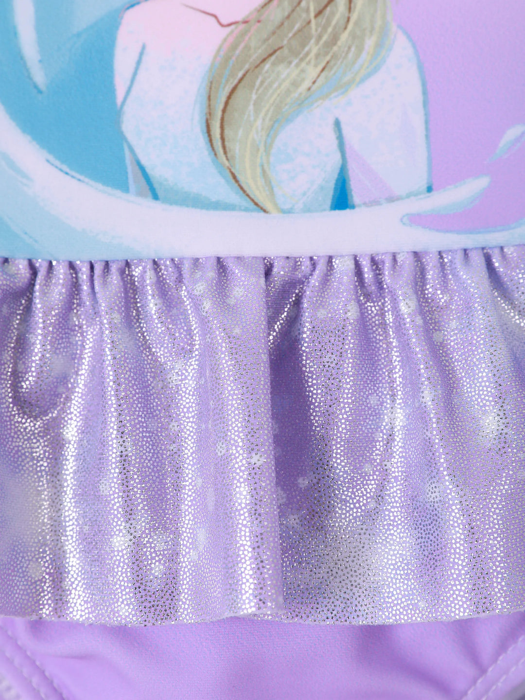 Disney Frozen Elsa 1pc Kleinkind Mädchen Charakter Ganzkörper Farbverlauf Wischmuster Glänzendes Material Rüsche UPF 50+ Badeanzug lila