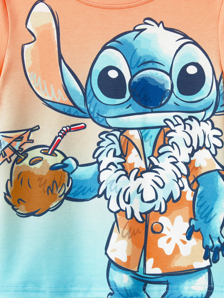 Ensemble assorti Disney Stitch Family, t-shirt et robe sans manches à imprimé dégradé de fleurs tropicales, multicolore