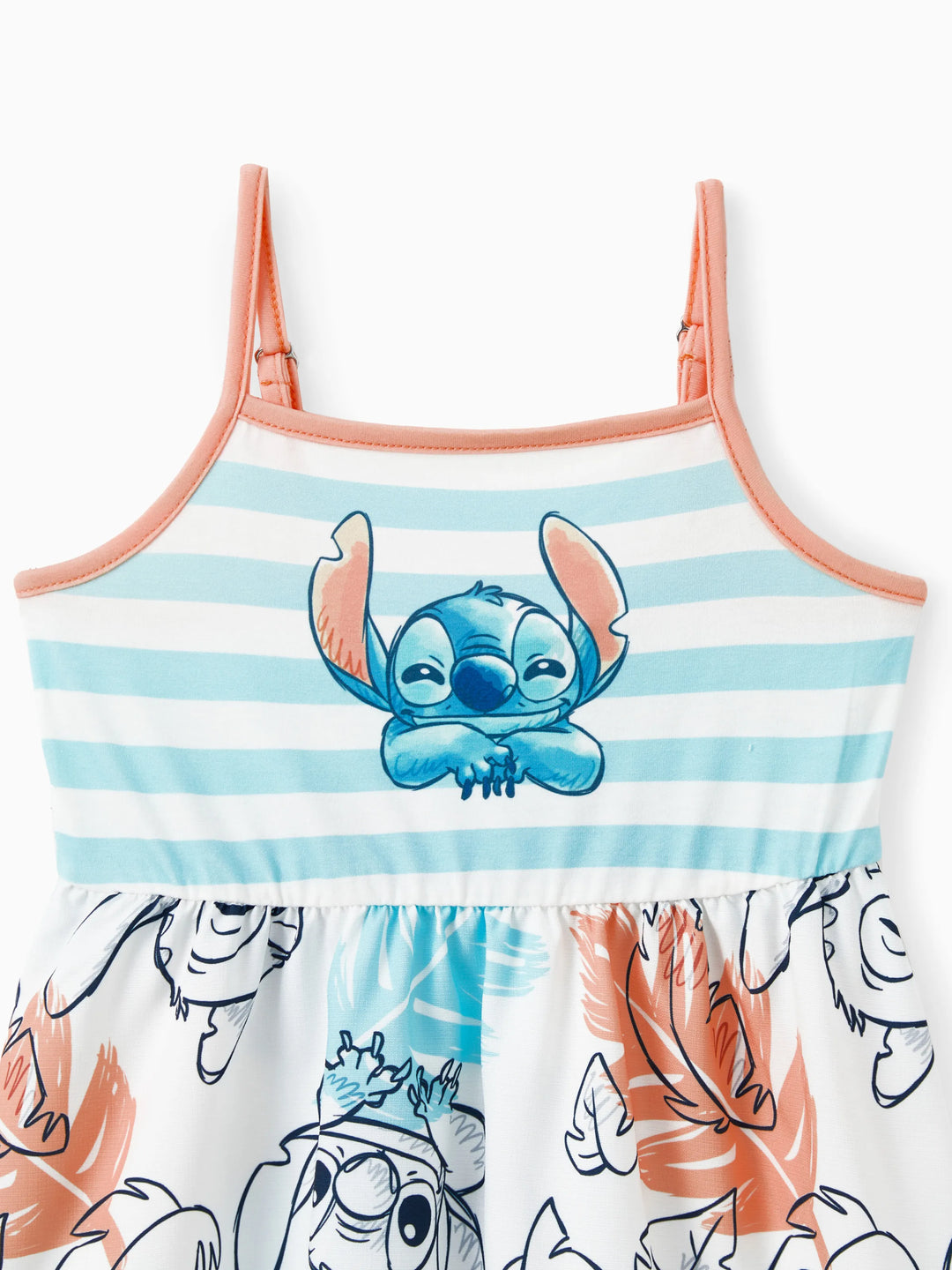 Disney Stitch Family Matching Tropical Flower Gradient Print T-shirt/Sleevelss Dress Multicolor
