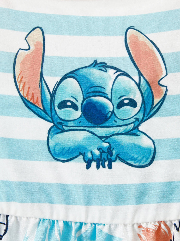 Ensemble assorti Disney Stitch Family, t-shirt et robe sans manches à imprimé dégradé de fleurs tropicales, multicolore