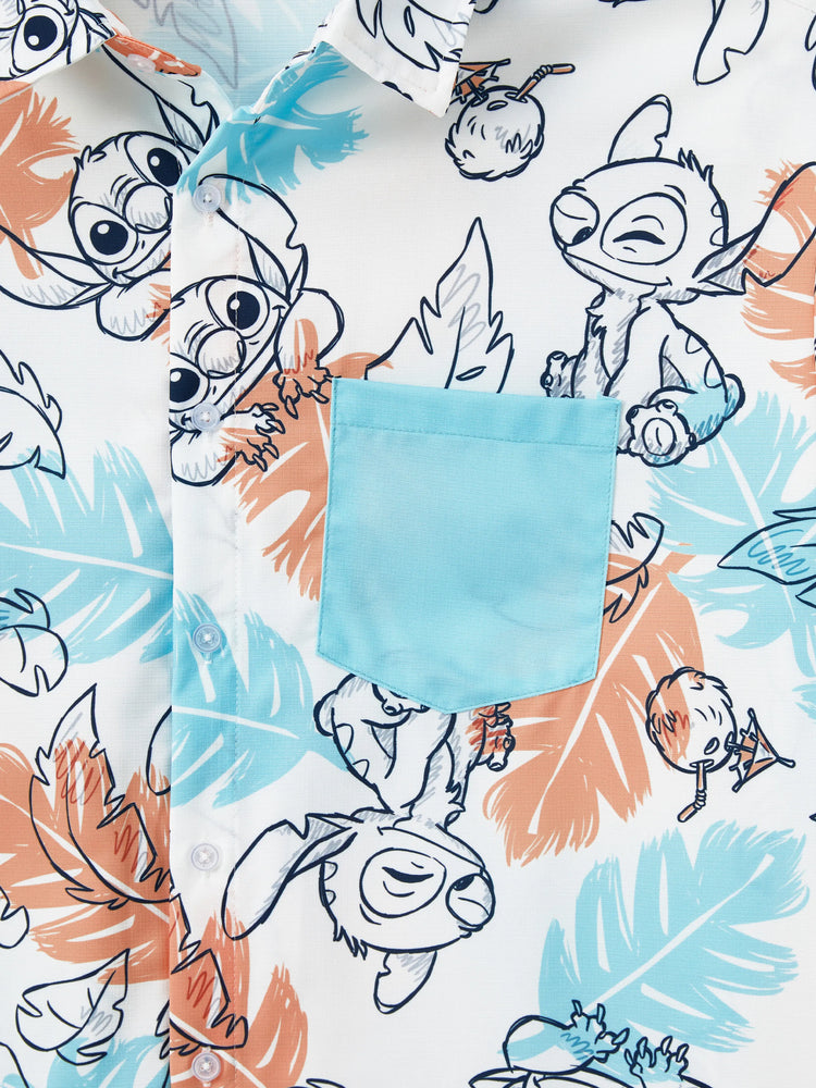 Ensemble assorti Disney Stitch Family, t-shirt et robe sans manches à imprimé dégradé de fleurs tropicales, multicolore