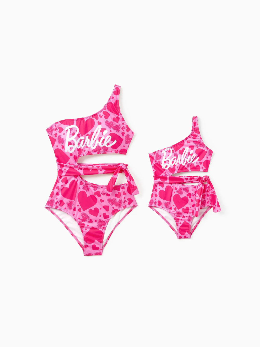 Maillot de bain en forme de cœur Barbie pour fillettes, rose