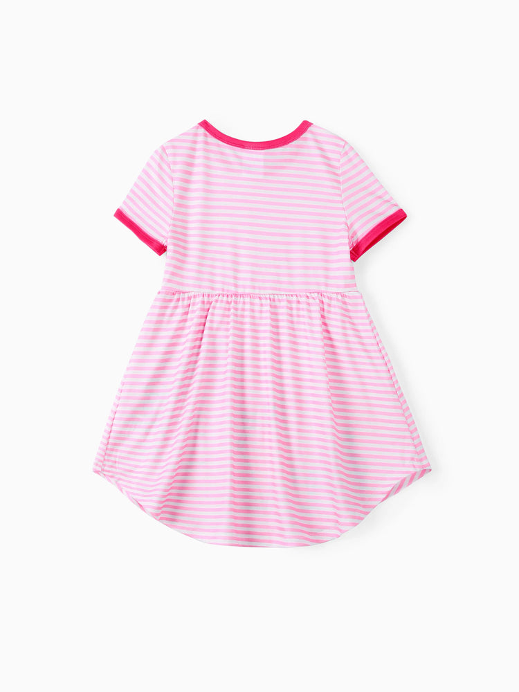 Peppa Pig Toddler Girl Summer Fruit/Grid/Stripe Pattern Dress Pink