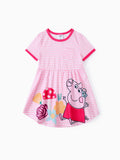 Peppa Pig Toddler Girl Summer Fruit/Grid/Stripe Pattern Dress Pink