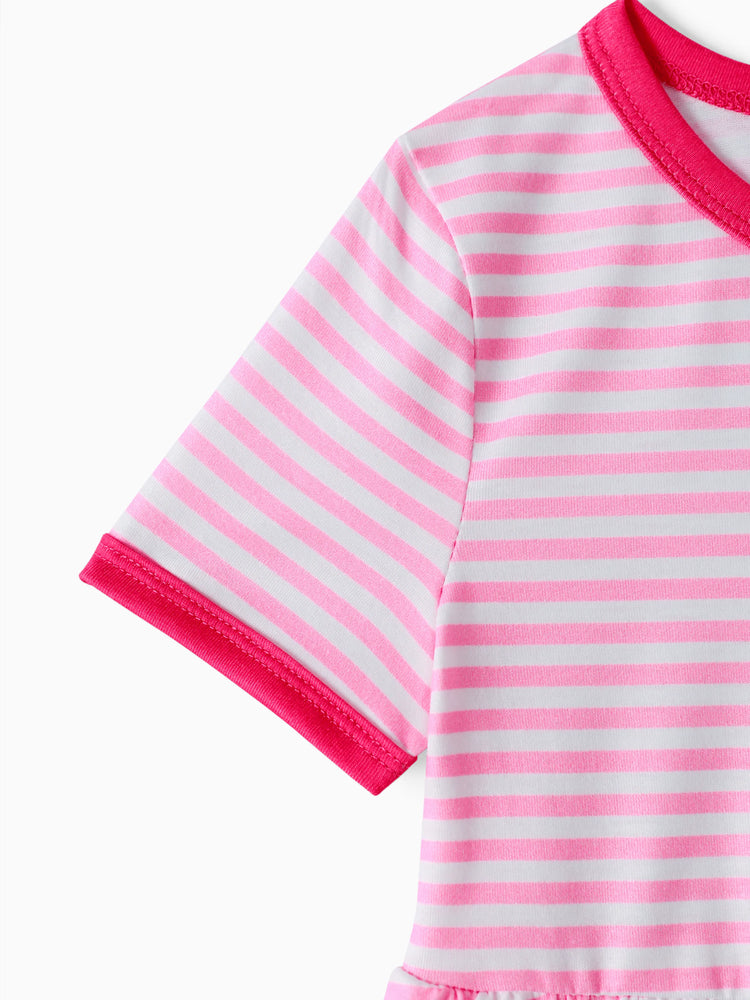 Peppa Pig Toddler Girl Summer Fruit/Grid/Stripe Pattern Dress Pink