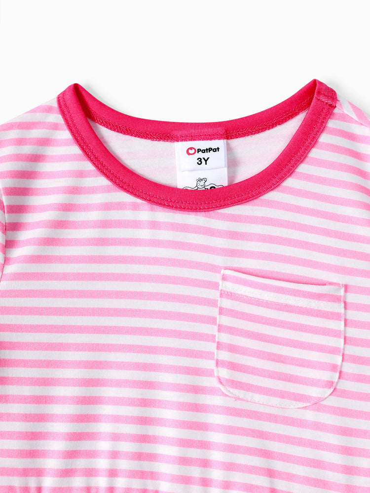 Peppa Pig Toddler Girl Summer Fruit/Grid/Stripe Pattern Dress Pink