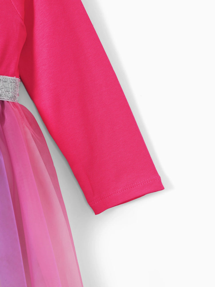 Robe en tulle à manches flottantes arc-en-ciel Skye de la Pat'Patrouille pour petite fille Roseo