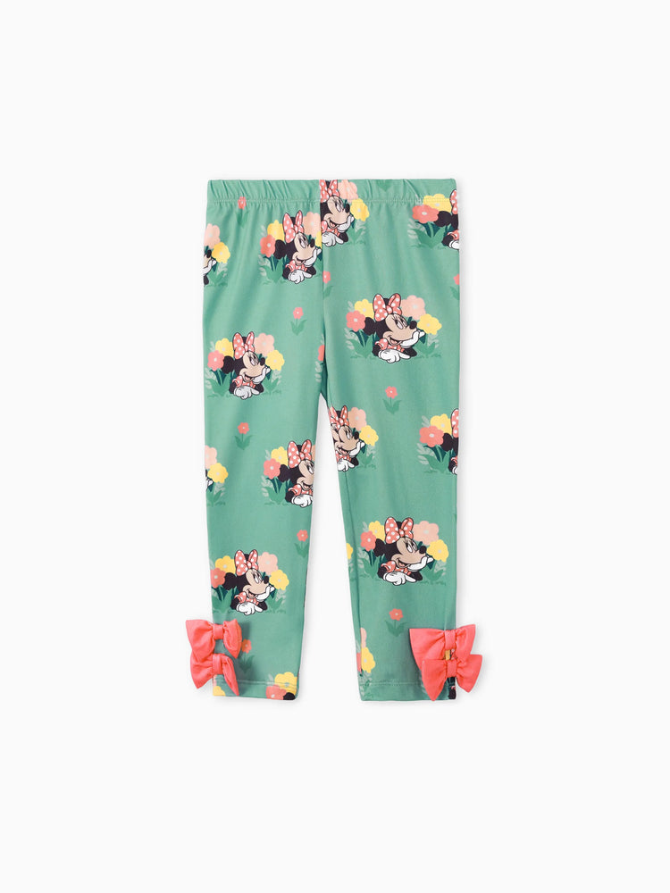 Ensemble 2 pièces Disney Mickey et ses amis pour petite fille, t-shirt à manches longues et pantalon à nœud papillon, imprimé personnage Minnie, rouge clair