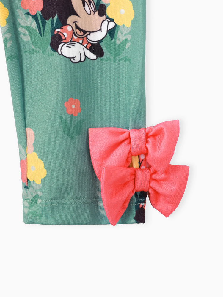 Ensemble 2 pièces Disney Mickey et ses amis pour petite fille, t-shirt à manches longues et pantalon à nœud papillon, imprimé personnage Minnie, rouge clair
