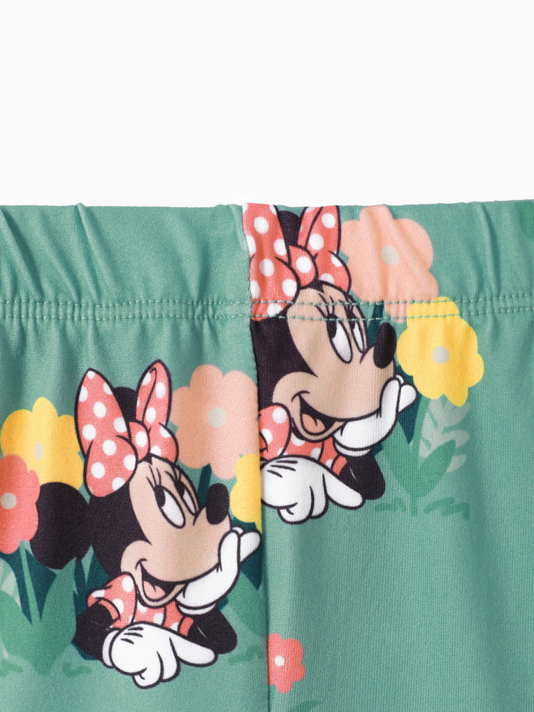 Ensemble 2 pièces Disney Mickey et ses amis pour petite fille, t-shirt à manches longues et pantalon à nœud papillon, imprimé personnage Minnie, rouge clair