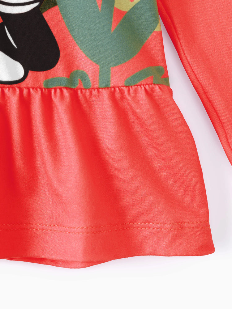 Ensemble 2 pièces Disney Mickey et ses amis pour petite fille, t-shirt à manches longues et pantalon à nœud papillon, imprimé personnage Minnie, rouge clair