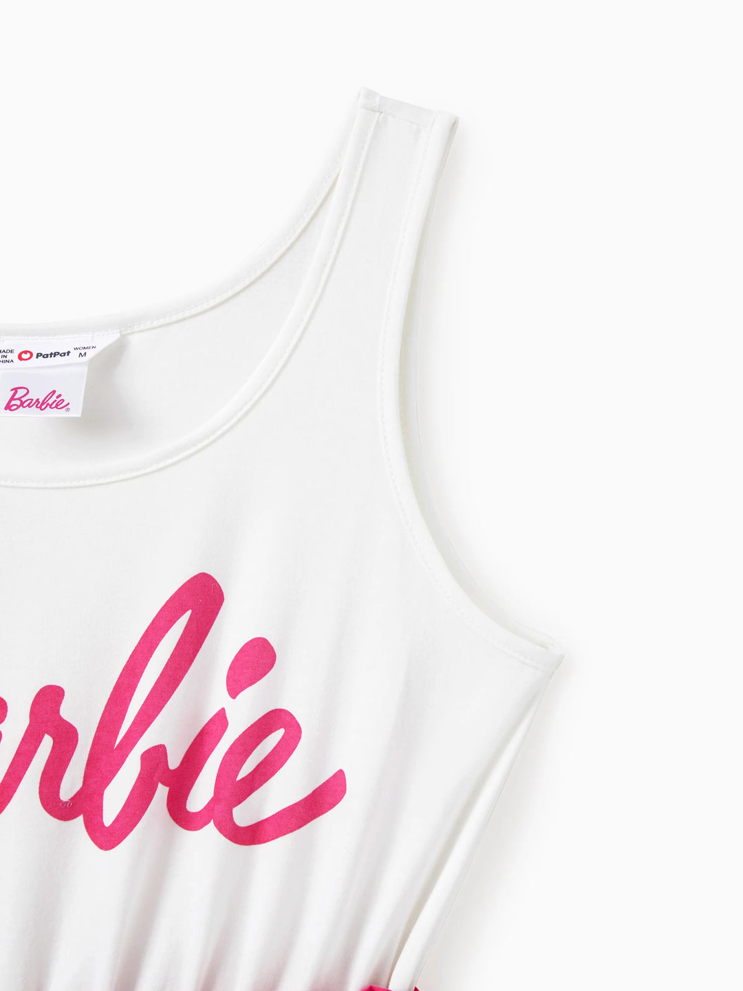 Conjunto de mameluco de Barbie con cinturón y estampado de letras "Mamá y yo" en blanco