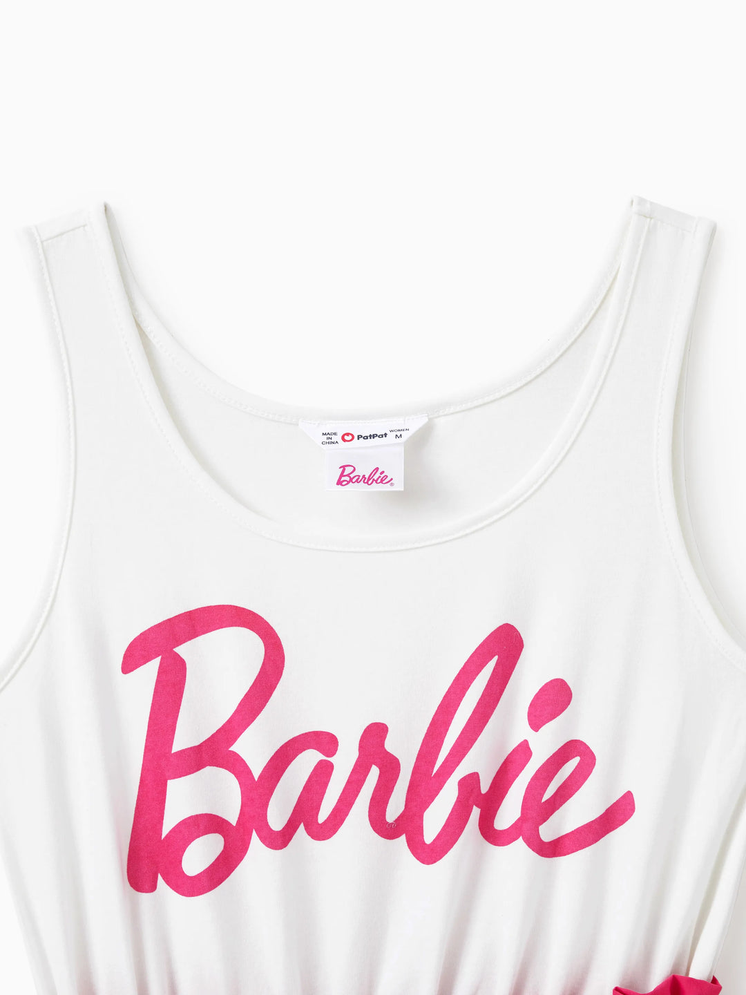 Conjunto de mameluco de Barbie con cinturón y estampado de letras "Mamá y yo" en blanco