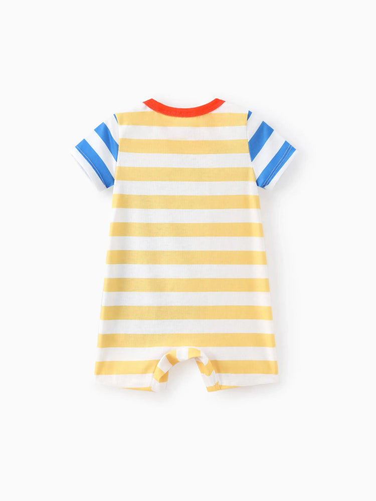 Disney Winnie the Pooh Baby Boy Naia? Character Print with Stripes Onesies Yellow