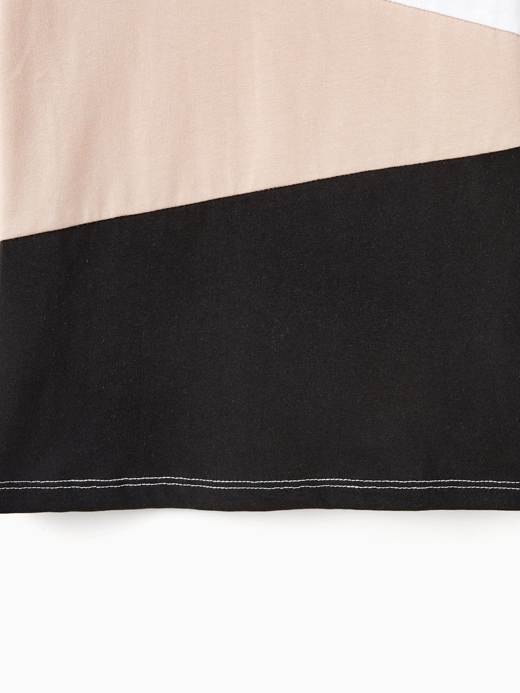 Daddy & Son Cross Back Colorblock Top Sets Black