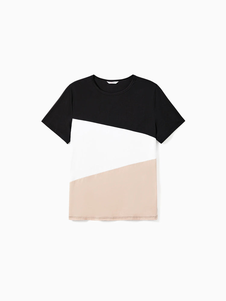 Daddy & Son Cross Back Colorblock Top Sets Black