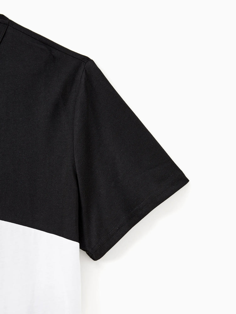 Daddy & Son Cross Back Colorblock Top Sets Black