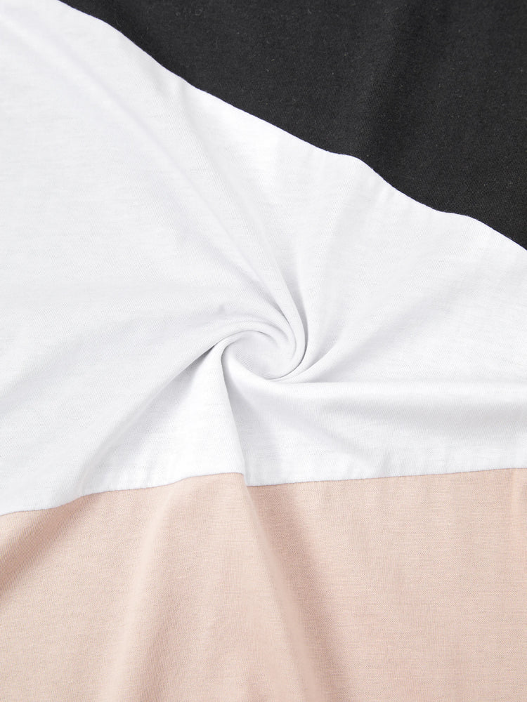 Daddy & Son Cross Back Colorblock Top Sets Black