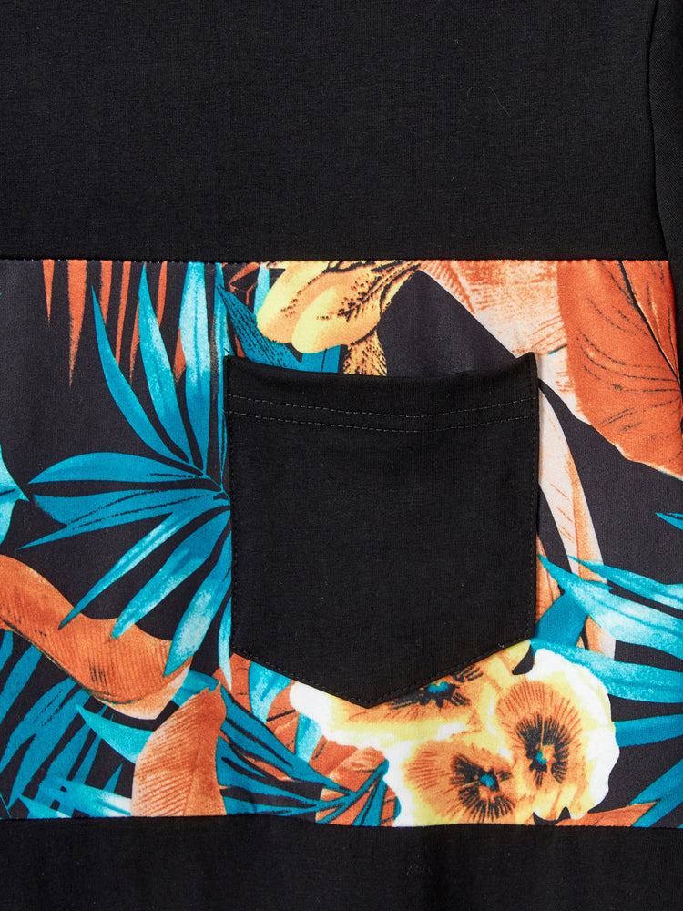 Daddy & Son Floral Panel T-shirt Sets Black