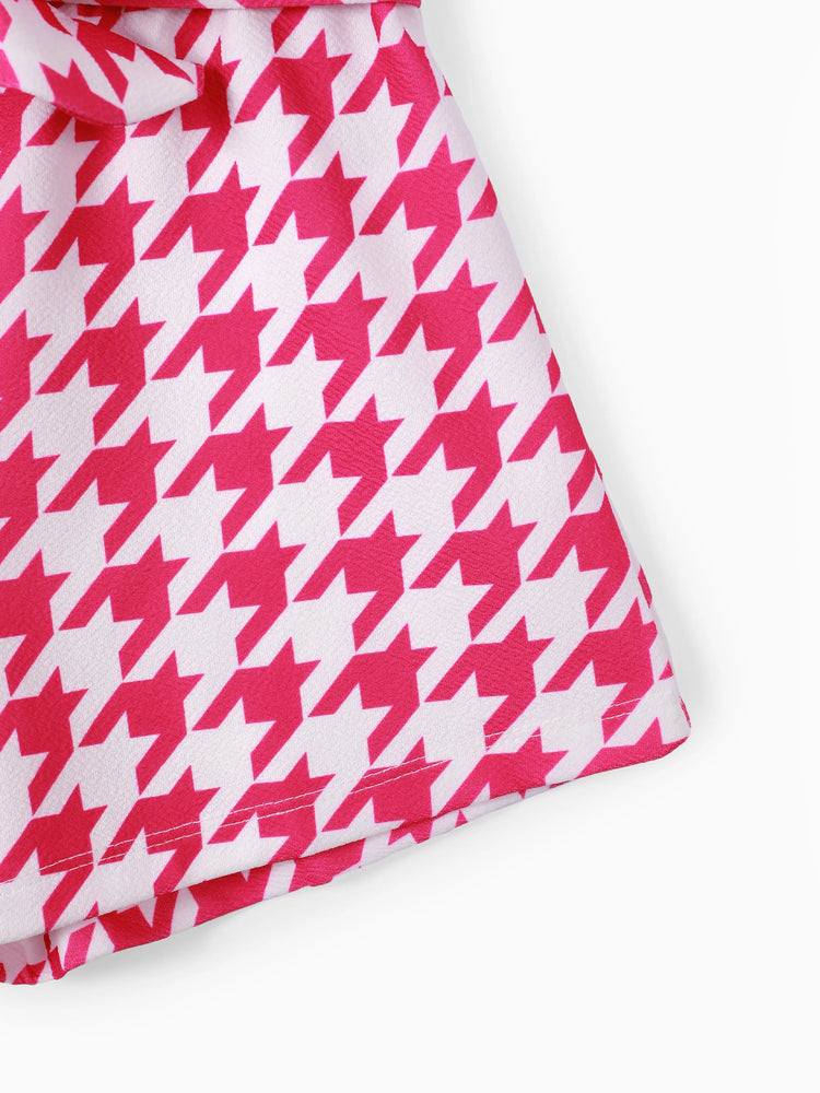 Ensemble 2 pièces Barbie pour petite fille, manches bouffantes et nœud papillon, rose et blanc