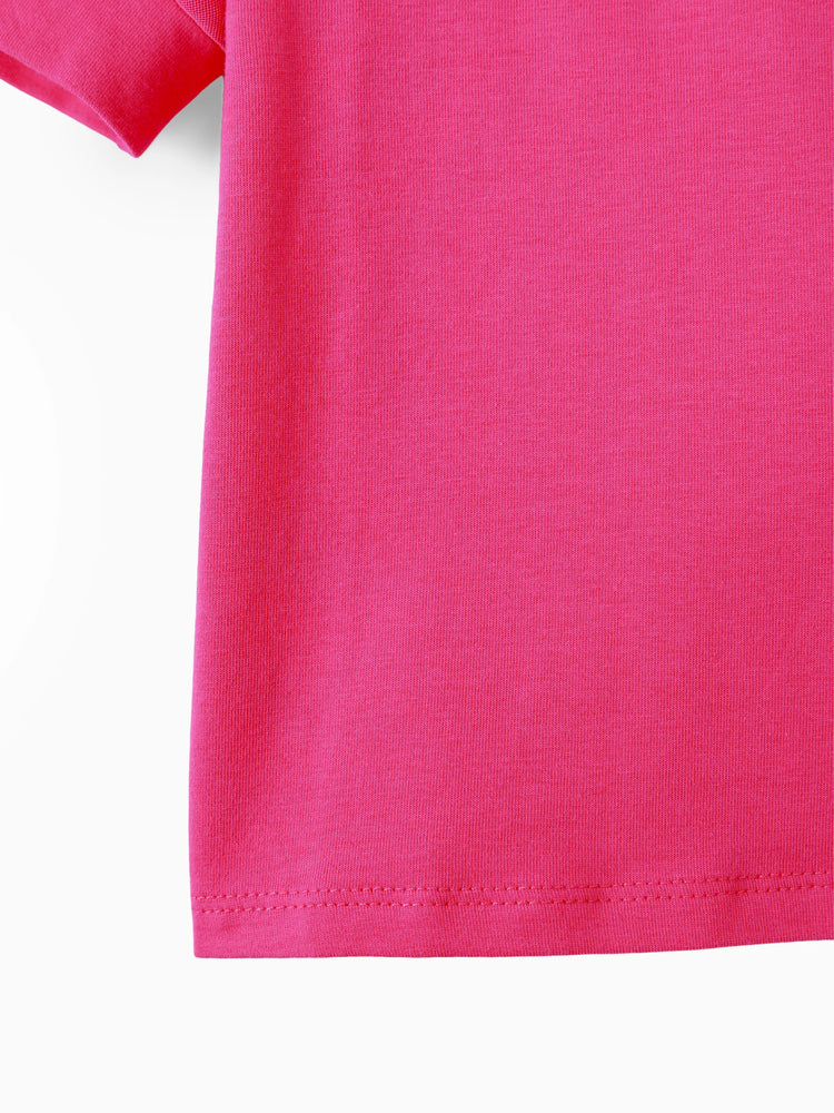 Ensemble 2 pièces Barbie pour petite fille, manches bouffantes et nœud papillon, rose et blanc