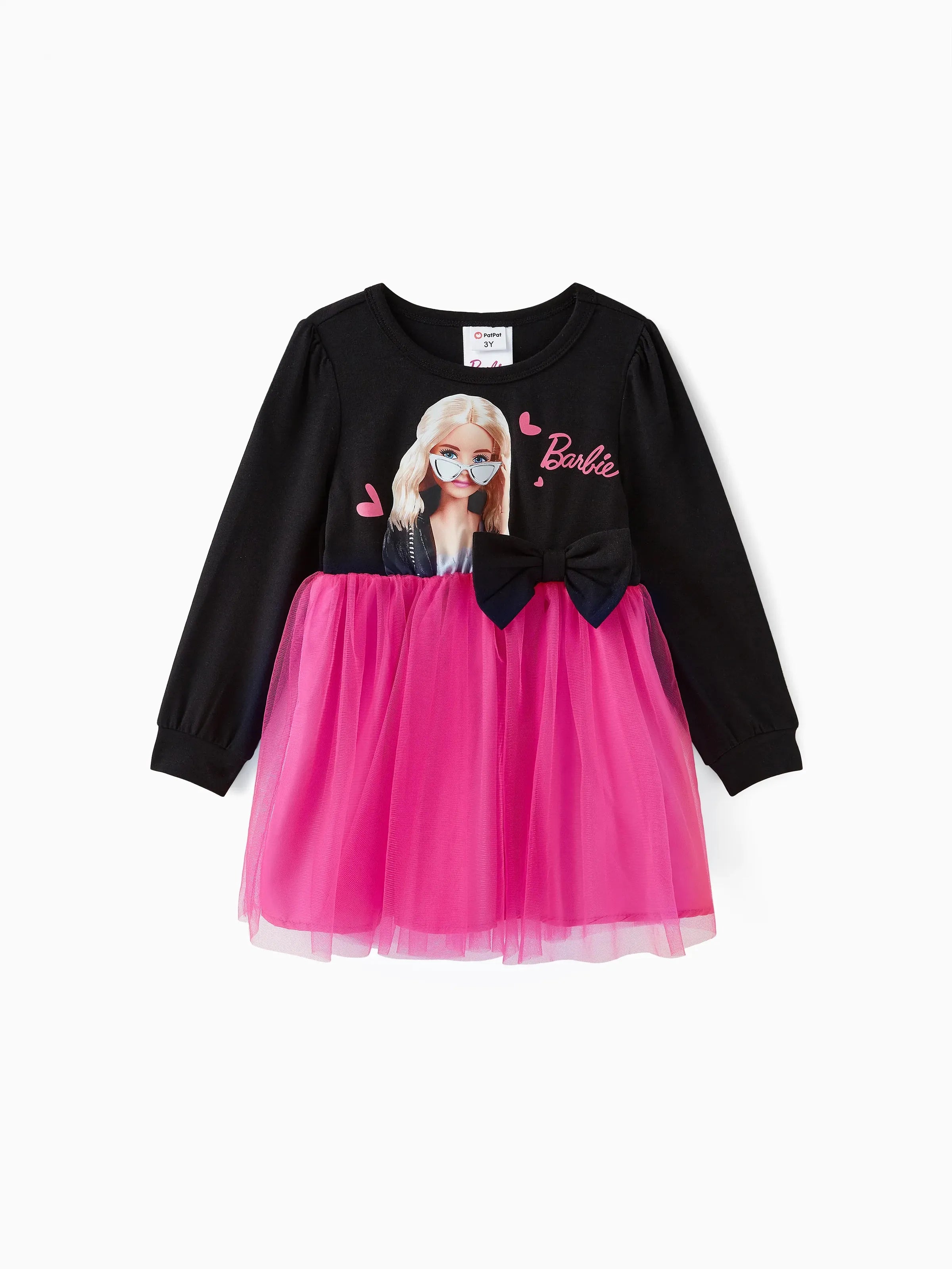 Barbie Toddler Girl Figure Print Bow Decor Long-sleeve Mesh Panel Fair - PatPat Barbie Toddler Girl Figure Print Bow Decor Long-sleeve Mesh Panel Fair - PatPat