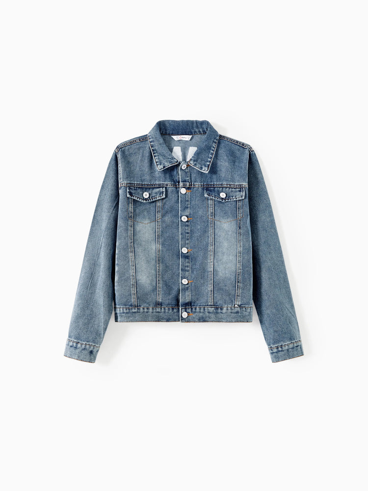 Vestes en jean bleu clair à manches longues et motif lettres Mom and Me