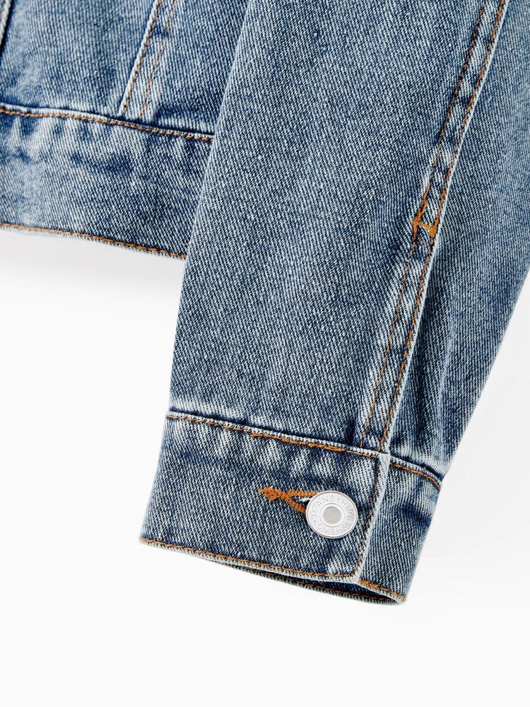 Vestes en jean bleu clair à manches longues et motif lettres Mom and Me