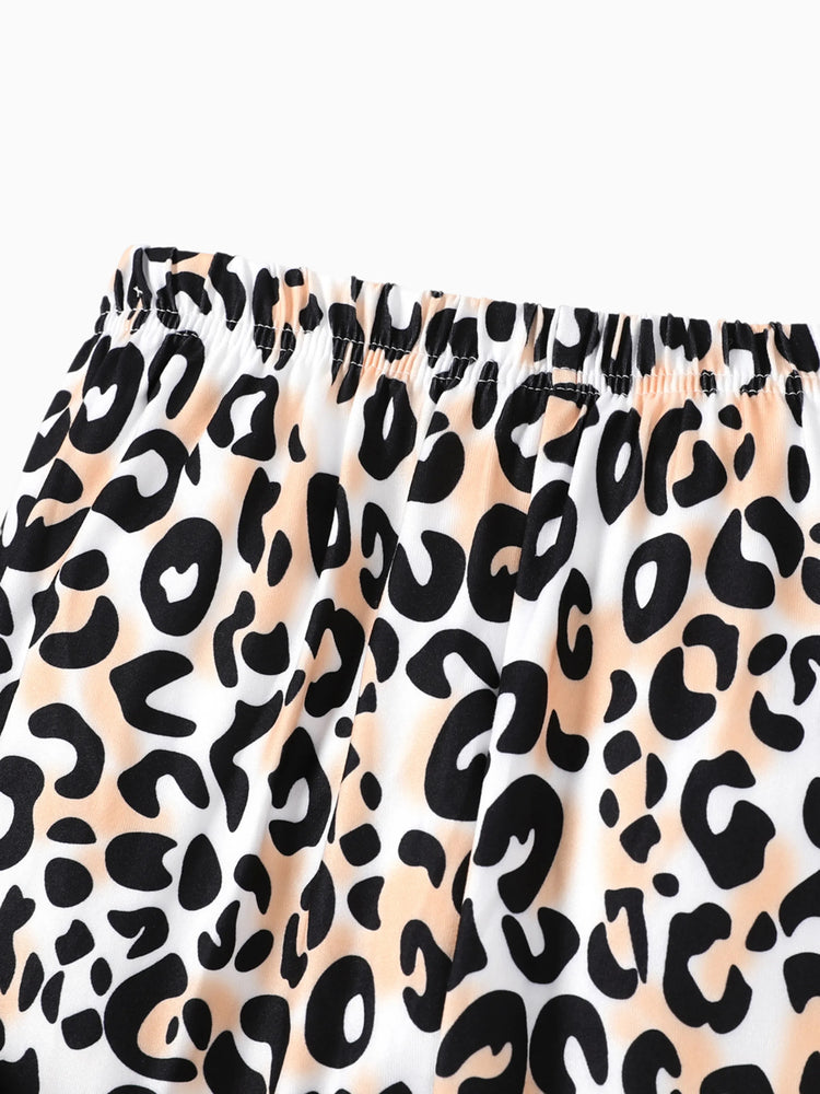 2-piece Kid Girl Bowknot Ruffled Long-sleeves Tee and Flower Allover Print Pants Brown