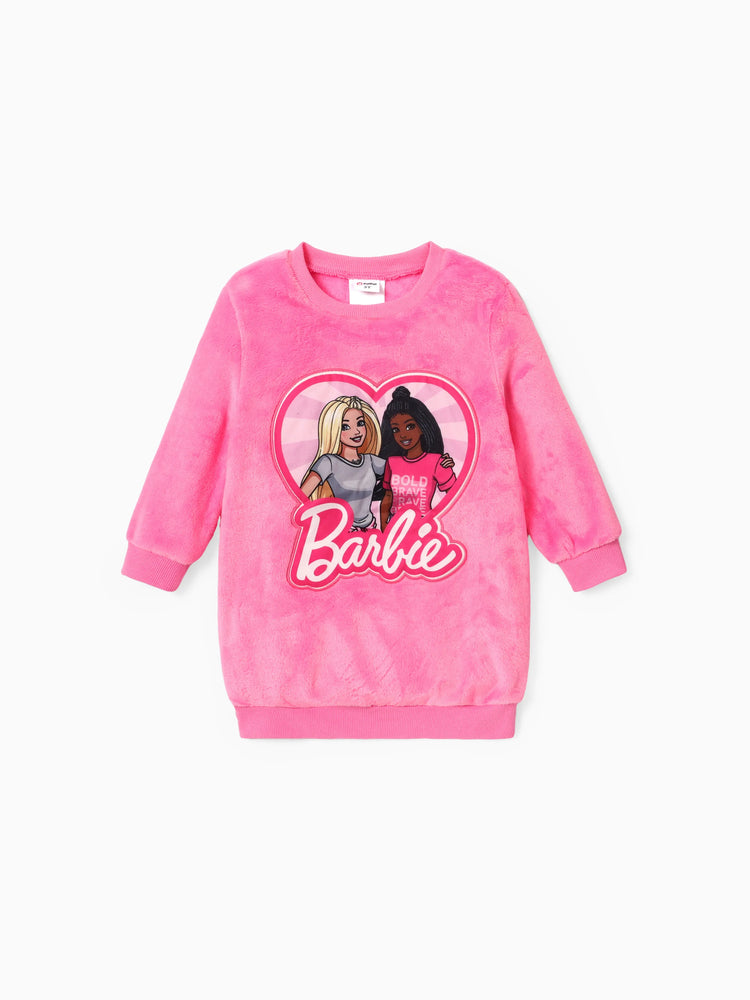 Barbie Plush Embroidered Heart print Long-sleeve Top or Tight Leggings Hot Pink
