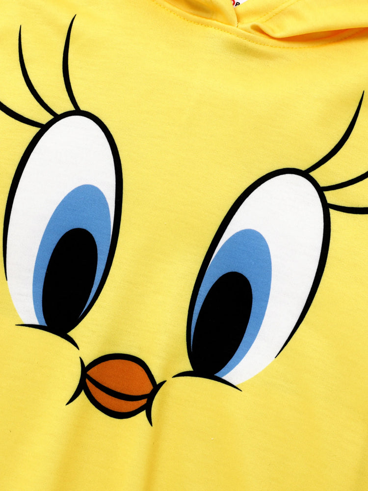 Sweat-shirt à capuche et manches longues imprimé personnage Looney Tunes pour petite fille