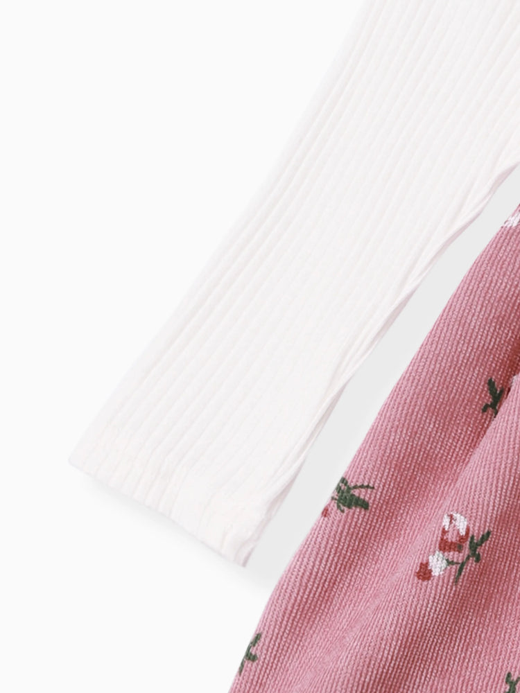 Ensemble 2 pièces robe à imprimé floral et bandeau pour bébé fille, colorblock