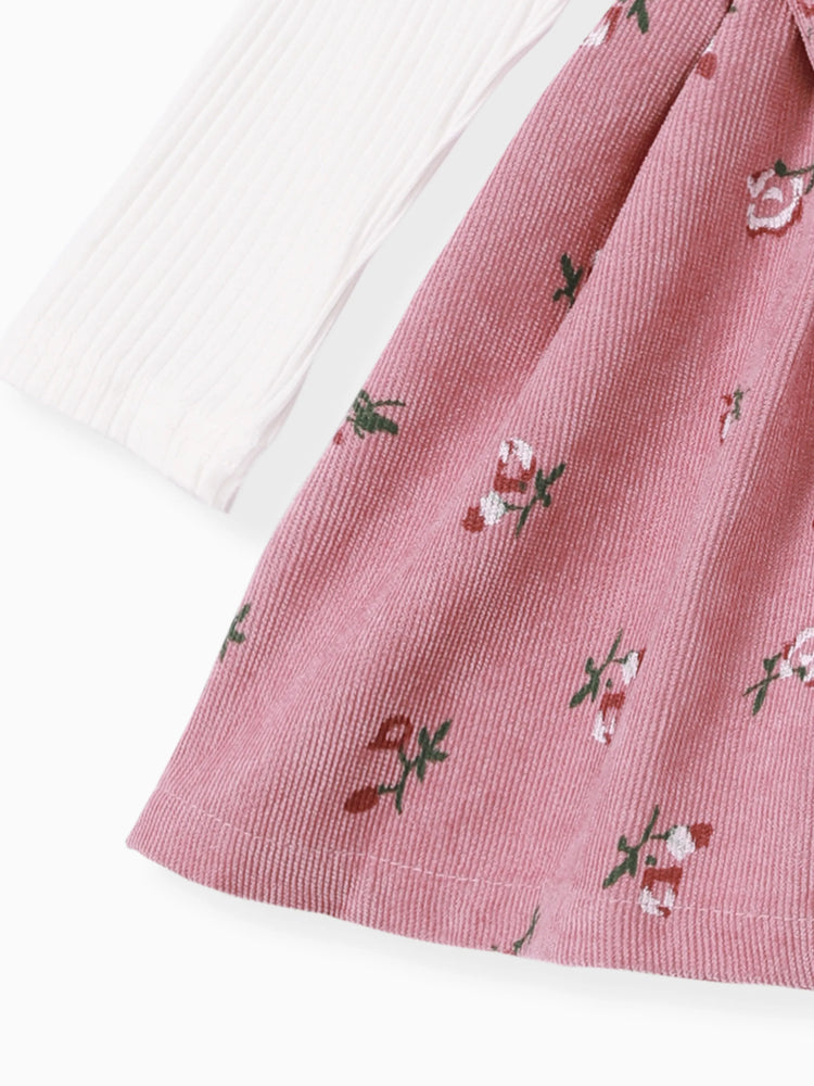 Ensemble 2 pièces robe à imprimé floral et bandeau pour bébé fille, colorblock