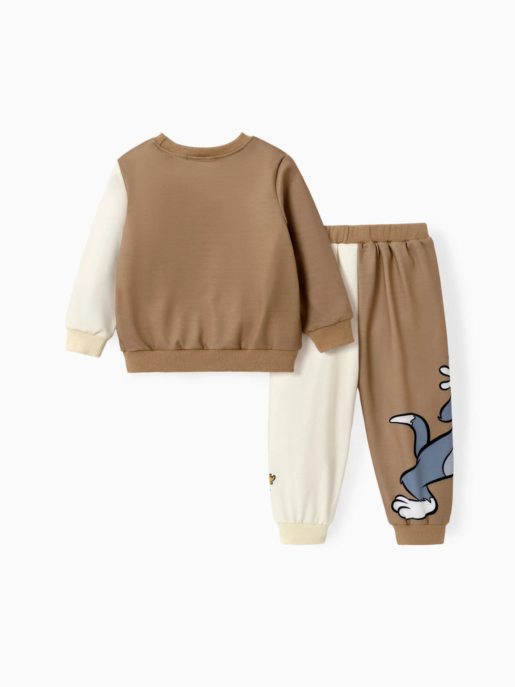 Ensemble haut à manches longues et pantalon à imprimé personnage Tom et Jerry pour tout-petit garçon, multicolore