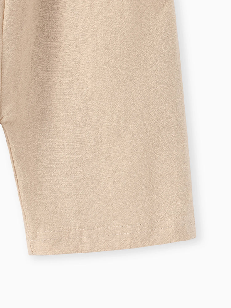 2pcs Baby Boy 95% Cotton Short-sleeve All Over Cactus Print Button Up Shirt and Solid Shorts Set Orange